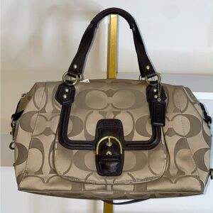 Coach Campbell Signature Satchel Brown Purse Doctor Bag Removable Strap NEW